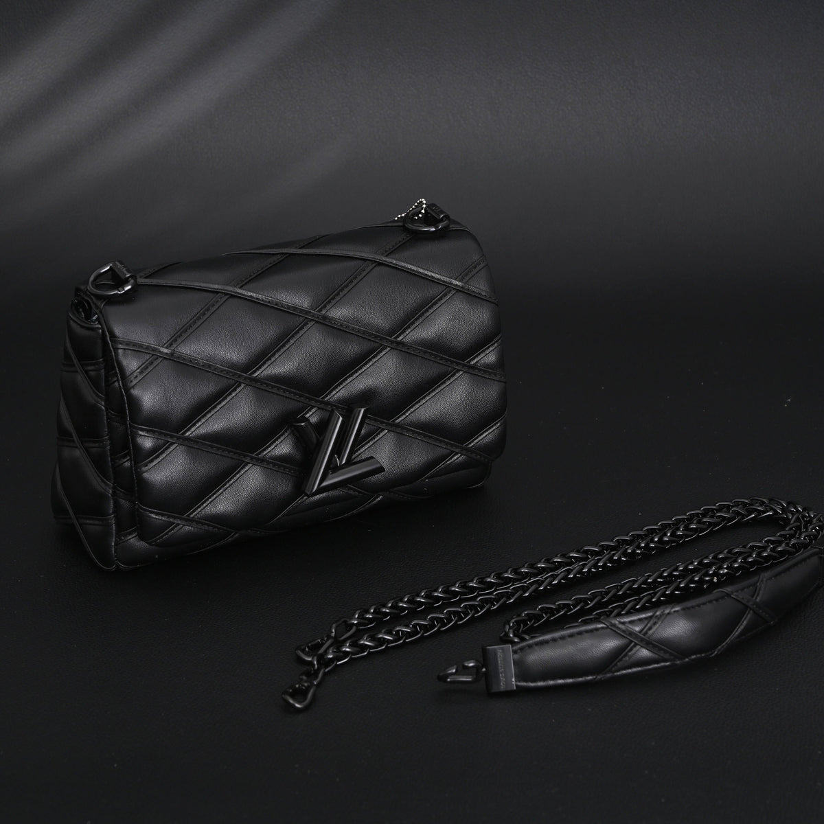 Louis Vuitton GO-14 MM Quilted Leather Chain Shoulder Bag – Black